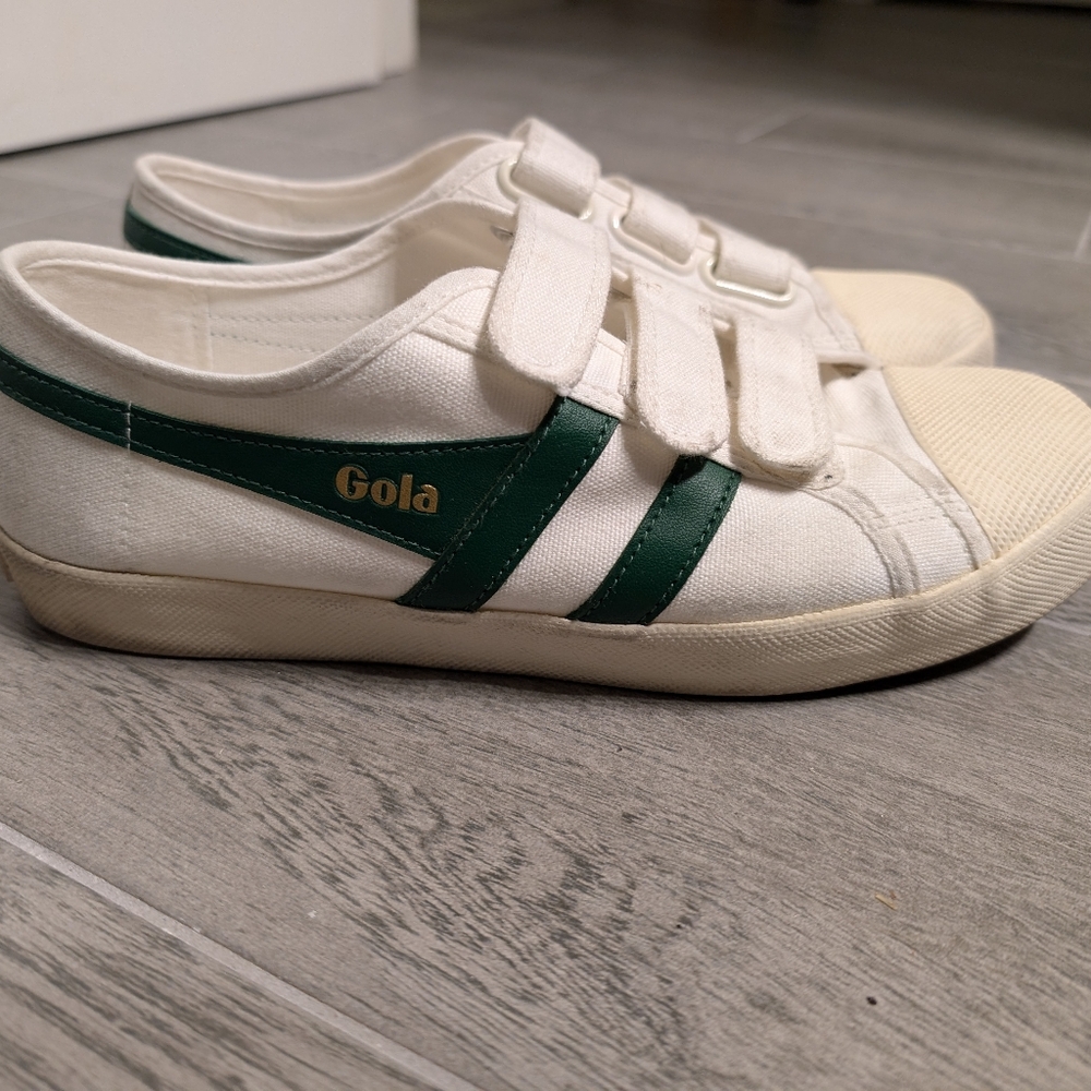Gola Coaster white and green Velcro closure sneakers